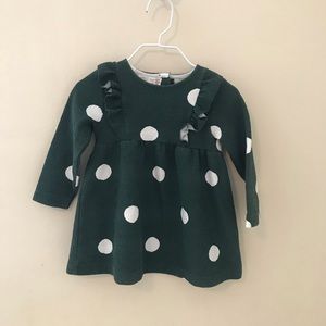 ZARA baby dress. Green with white polka dots